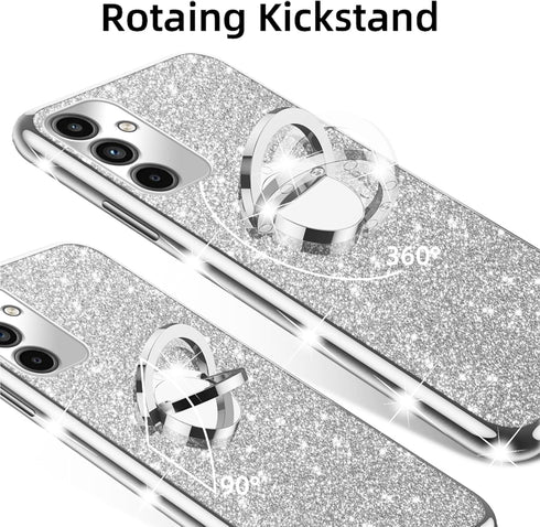 nancheng Case for Galaxy A15 5G, for Samsung Galaxy A15 5G Case with Ring Kickstand Lanyard Shockproof Protection Phone Case Cute Soft TPU Glitter...