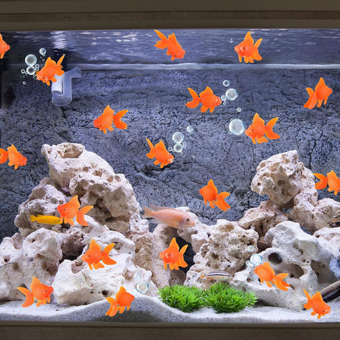 60 Pcs Fake Goldfish Plastic Fish Artificial Aquarium Fishes Floating Moving Realistic Orange Goldfish Fake Fish Ornament Decorations for Tank Pon...