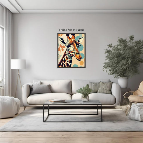 Posterizer 1 pcs-maximalist cute giraffe with retro background 1-Art for Animal Lovers-GIft for Men Women Teens-Decor for Home & Office- unframed ...
