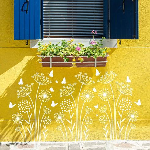 Flower Stencils for Garden Fence Large Flower Stencil for Wall 14” Dandelion Butterfly Templates for Painting on Wood Furniture...