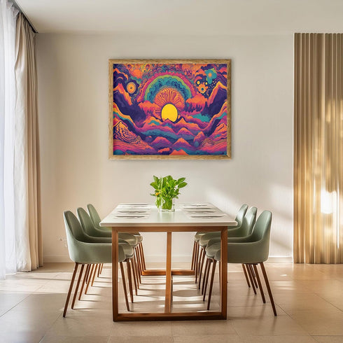 Posterizer 1 pcs- psychedelic funky hippie colorful landscape 5-Abstract & Modern Art-Fantasy & Fiction Art- Living Room Bedroom Decor- unframed w...