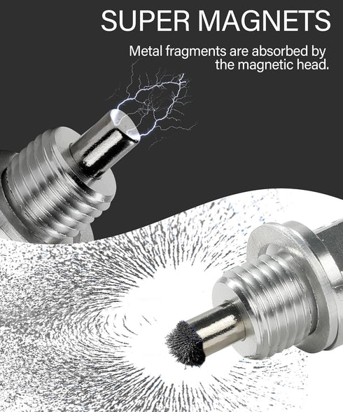 Universal M14x1.5 Magnetic Sump Drain Nut Bolt,Aluminum Oil Pan Drain Plug with Copper Gasket Crush Washer,Automotive Replacement Engine Oil Drain...