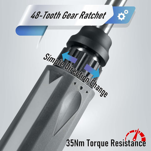 32 in 1 Ratchet Screwdriver Set with Push-Eject Extension Rod, 48-Tooth Gear Ratchet, Antislip Soft Handle, Magnetic Bit Holder, 30pcs S2 Steel Bi...