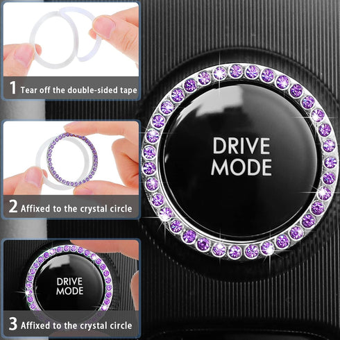 10 Pcs Leather Steering Wheel Cover for Women Cute Car Accessories Set with Seat Belt Shoulder Pads Seatbelt Covers Cup Holders Bling Start Button...