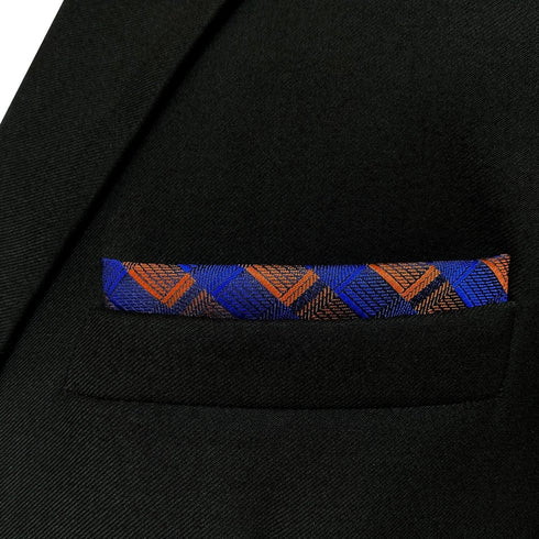 S&W SHLAX&WING Foulard Pocket Squares for Men Blue Copper Designer Wedding Gift...
