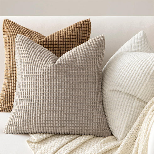 MIULEE Pack of 2 Pillow Covers 18x18 Inch Inch Brown Super Soft Corduroy Decorative Throw Pillows Couch Home Decor for Cushion Sofa Bedroom Living...