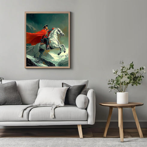 Posterizer 1 pcs-iconic Nepoleon era depiction of man on a battle horse 2-Men's Art Collection-Famous Figures Art Collection-Gift for Men, Man, Hu...