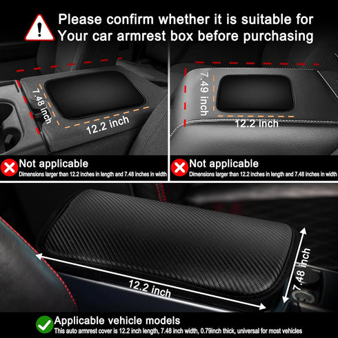 Amiss Car Center Console Pad, Universal Waterproof Car Armrest Seat Box Cover, Car Interior Accessories, Carbon Fiber PU Leather Auto Armrest Cove...