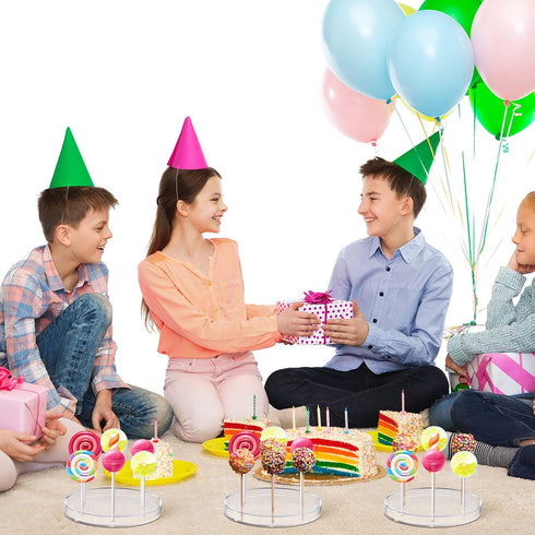 2 Pieces 7 Hole Acrylic White Cake Pop Stand Display Round Lollipop Holder for Rustic Sucker Stand Candy Holders for Wedding, Shower, Birthday Par...