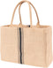 KAF Home Jute Market Tote Bag with Handles, Triple Stripe...