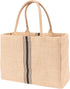 KAF Home Jute Market Tote Bag with Handles, Triple Stripe...