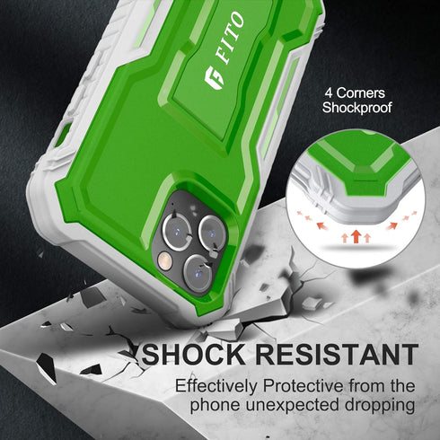 FITO Compatible with iPhone 12 Pro Max Case, Dual Layer Shockproof Heavy Duty Case for iPhone 12 Pro Max with Screen Protector, Built-in Kickstand...