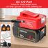 Multi-Functional Power Adapter Compatible with DEWALT and Milwaukee Batteries with Dual USB Ports and 12V DC Port Three-mode work light-Compatible...