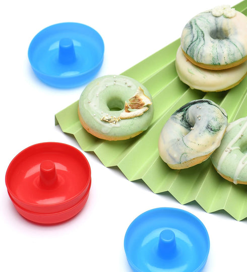 Jell-Cell Silicone Donut Mold for Baking Cupcake,12 Pieces Nonstick Flexible Mini Round Doughnut Muffin Cups Shape Color Red & Blue...