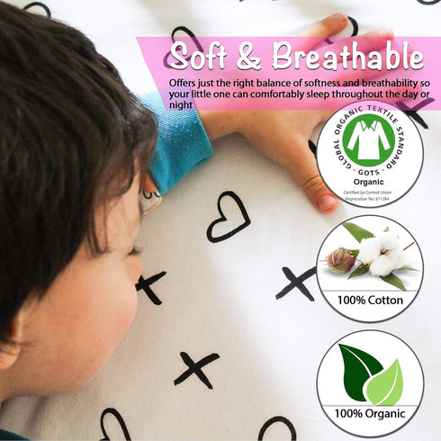Milky Chic GOTS Fitted Baby Crib Sheet, Breathable 100% Organic Cotton Mattress Sheet for Boys and Girls, Fits Standard Size Mattresses, 52x28x9 i...