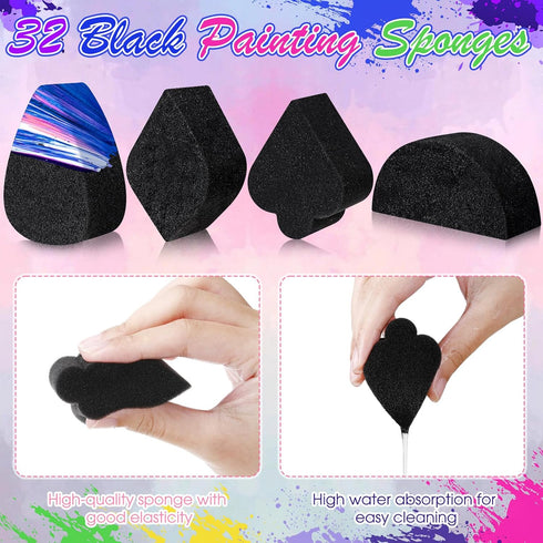 32 Pcs Face Paint Sponges Face Painting Sponges High Density Face Painting Supplies for Kids Adults Art Works Makeup Body Painting, 4 Style, Water...