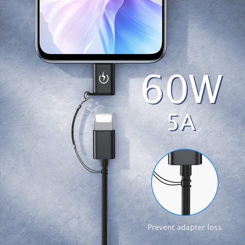 USB C to Lightning Adapter, Supports PD Fast Charging, Suitable for USB C Male to i-OS Female adapters (2), Does not Support Headphone Audio Playb...