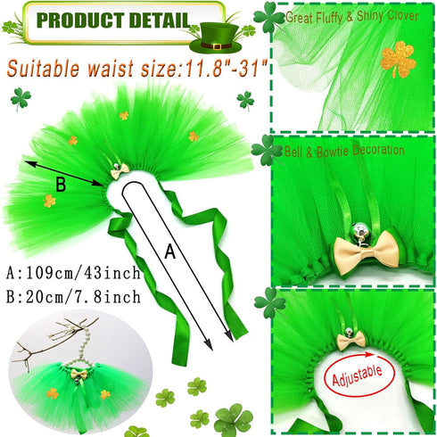 St Patrick's Day Dog Costume 3Pack Pet Clothe Leprechaun Top Hat Reversible Dog Bandana Dress for Meidum Dogs Cat Irish Festive Outfit Accessories...