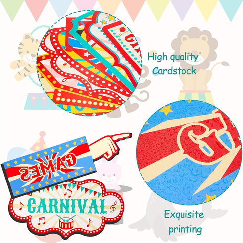 20 Pieces Circus Carnival Party Direction Signs Decor Circus Welcome Signs for Birthday Showman Themes Party Decoration Accessories...