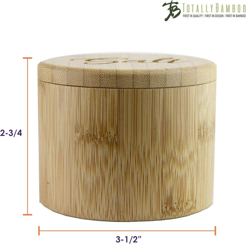 Totally Bamboo Salt Cellar Bamboo Storage Box with Magnetic Swivel Lid, 6 Ounce Capacity, Salt Engraved on Lid...