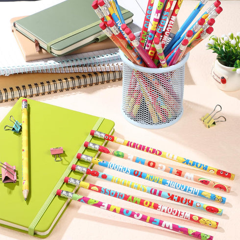 Yeaqee 60 Pcs Welcome Back to School Pencil First Day of School Pencils with Eraser Classroom HB Pencils Bulk for Kindergarten Children Classroom ...