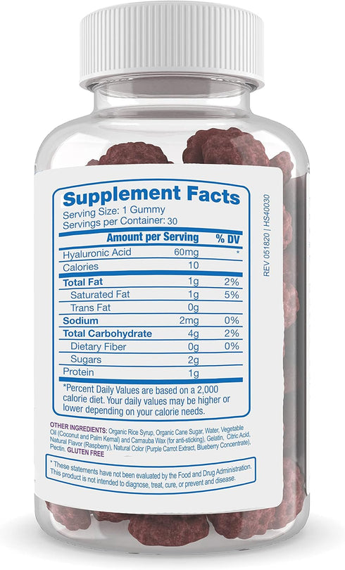 Hyalogic Hyaluronic Acid Gummies Mixed Berry Flavor HA Gummies – Gluten-Free Gummy Vitamins for Adults - HA Supplement for Joints, Skin & Eyes (30...