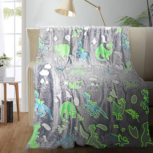 Personalized Baby Blankets for Boys, Dinosaur Blanket for Boys, Glow in The Dark Blanket for Kids, Kids Blanket for Boys, Toddler Blanket for Boys...