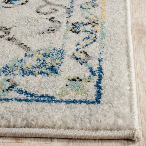 SAFAVIEH Evoke Collection Accent Rug - 2'2" x 4', Ivory & Blue, Boho Design, Non-Shedding & Easy Care, Ideal for High Traffic Areas in Entryway, L...