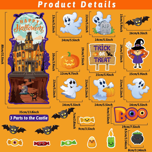 Halloween Classroom Bulletin Board Decorations Halloween Cutouts Trick or Treat Pumpkin Bat Witch Ghost Castle Cut-outs for Holiday School Classro...