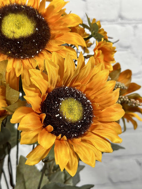 Admired By Nature Artificial Sunflower Bouquet Bush - 11 Stems Gold Sunflowers - for Weddings, Home Decor, Events, Parties, Funerals, Thanksgiving...