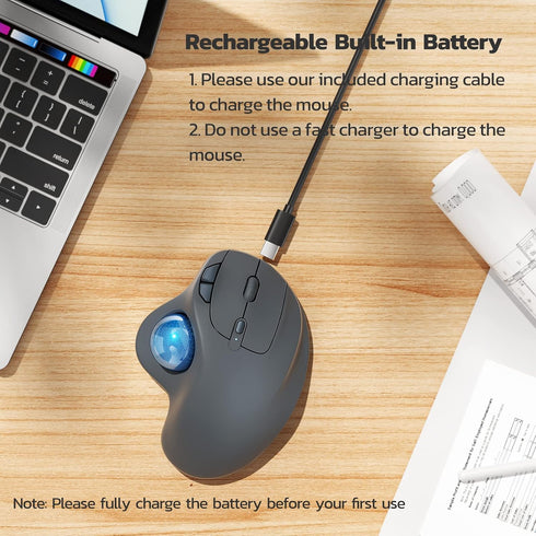 Nulea Wireless Trackball Mouse, Rechargeable Ergonomic, Easy Thumb Control, Precise & Smooth Tracking, 3 Device Connection (Bluetooth or USB), Com...