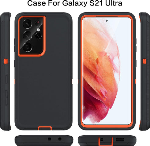 MXX Case Compatible with Galaxy S21 Ultra Case, 3-Layer Super Full Heavy Duty Body Bumper Cover/Shock Protection/Dust Proof, Designed for Samsung ...