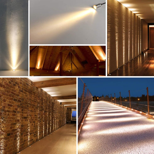 LED In-Ground Well Light,Mini 15° Narrow Beam Angle Spotlight,1W 12V-24V DC,IP67 Waterproof Underground Outdoor Landscape Lightings,Warm White-300...