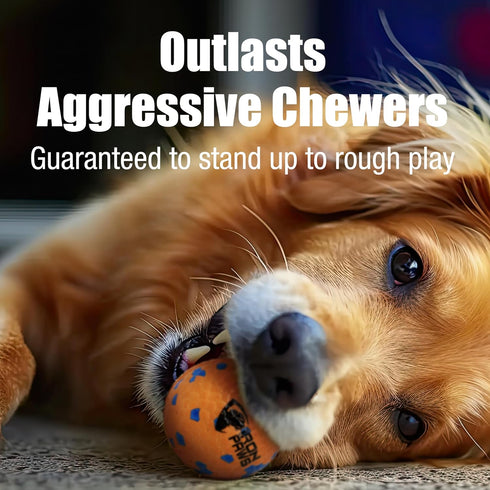 Indestructible Dog Ball, Orange - Tough Dog Toy for Aggressive Chewers, Great for Indoor and Outdoor Play, Soft Dog Toy for Fetch...