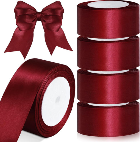 4 Rolls Satin Ribbon for Wedding Invitations 96 Yards 2 Inches Wide Polyester Satin Ribbon Solid Satin Ribbon for Wedding Christmas Handmade Bows ...