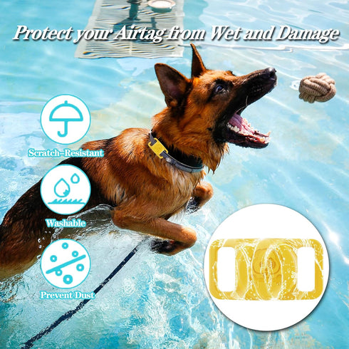 4 Pack Waterproof AirTag Dog Collar Holder Compatible with Apple AirTag, Silicone Hidden Loop Holder for Airtag Tracker, Anti-Lost Dog Collar Air ...