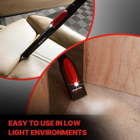 Shop-Vac Nozzle Kit with LED Light, 1-1/2" Crevice Tool & 1-1/4" Utility Nozzle with Adaptors, Air Driven Glowing Vacuum Attachments for AC Wet Dr...