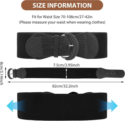 Women Wide Elastic Belt, Adjustable Stretch Waist Belt Vintage Chunky Waistband Stretchy Cinch Belt for Dress Jean...