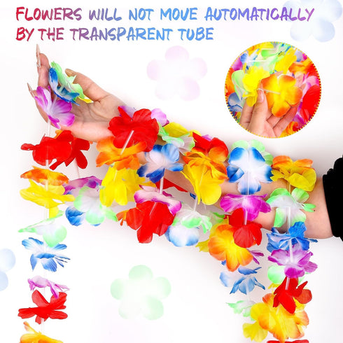 Aneco 6 Pack Colorful Hawaiian Luau Tropical Flower Lei Garland Party Decorations Hawaiian Tropical Party Supplies,10 Feet Each...