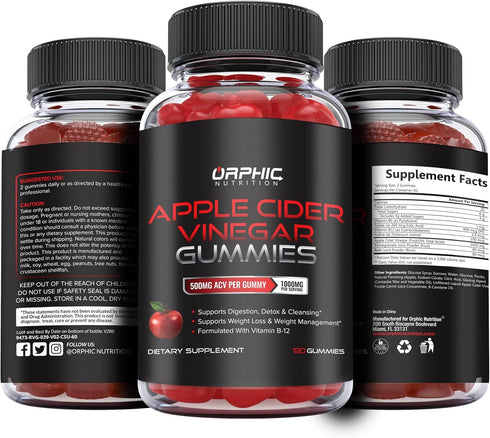 Apple Cider Vinegar Gummies - 1000mg - Formulated to Support Normal Energy Levels & Gut Health - Supports Digestion, Detox & Cleansing - ACV Gummi...