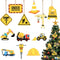 24 Pieces Christmas Ornaments Construction Wood Ornaments with Rope Trucks Hanging Wood Signs Truck Digger Cutouts Traffic Zone Wood Xmas Decorati...