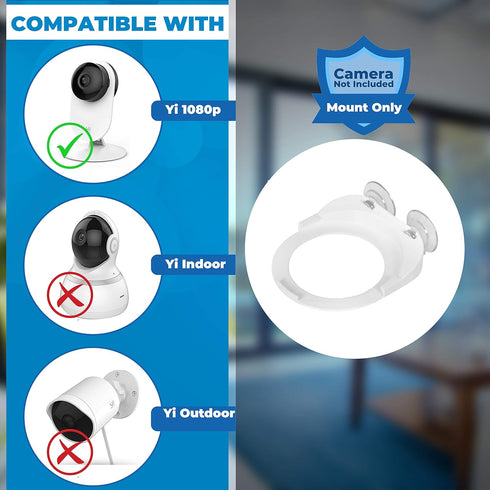 Yi 1080p Compatible Secure Suction Camera Mount – Bracket Shelf with Dual Suction Cups Allows 360 Swivel – Affixes to Stainless Steel, Window Glas...