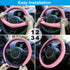 Spurtar Pink Steering Wheel Cover Women Girls, Soft Pink Car Accessories Ultra Thin Silicone Texture Cute Steering Wheel Covers, Fit Diamenter 15"...