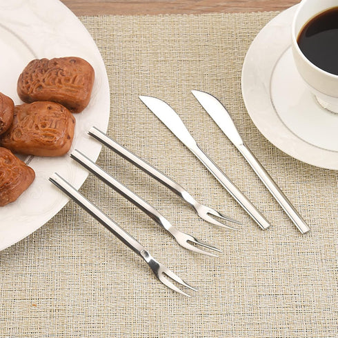 VANRA 5.8in 4-Piece Dessert Knives Set Stainless Steel Kids Dinner Knife Appetizer Fruit Snack Serving Knives Small Flatware Set...