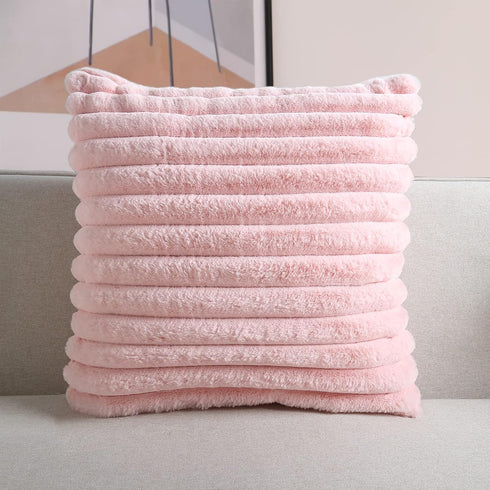 Super Soft Throw Pillow Cover 20x20 Double Side Home Decor Faux Fur Pillowcase Bold Stripe Extra Thick Cushion Cover for Couch 100% Polyester, 50x...