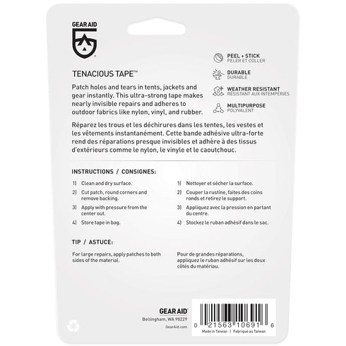GEAR AID Tenacious Tape 3”x20” Fabric and Vinyl Gear Repair Tape, Quickly Fix Holes and Rips in Puffy Jackets, Rain and Snow Gear, Tents, Sleeping...
