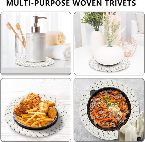 Trivets for Hot Dishes, Trivets for Hot Pots and Pans, 7 Inchs Hot Pads 5 Pcs and Storage Basket for Countertops, Pot Holders for Kitchen, Cotton ...