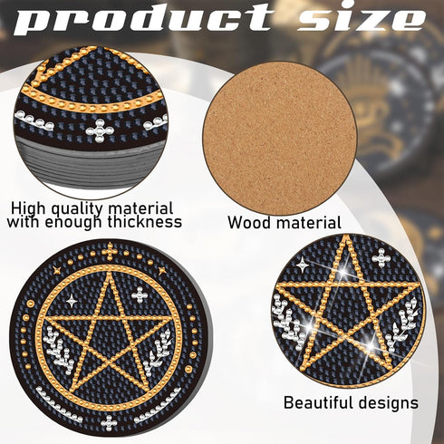 12 Pcs Tarot Diamond Painting Coasters Kits DIY Tarot Diamond Painting Coasters with Holder DIY Drinks Diamond Kits for Adults Beginners and Kids ...