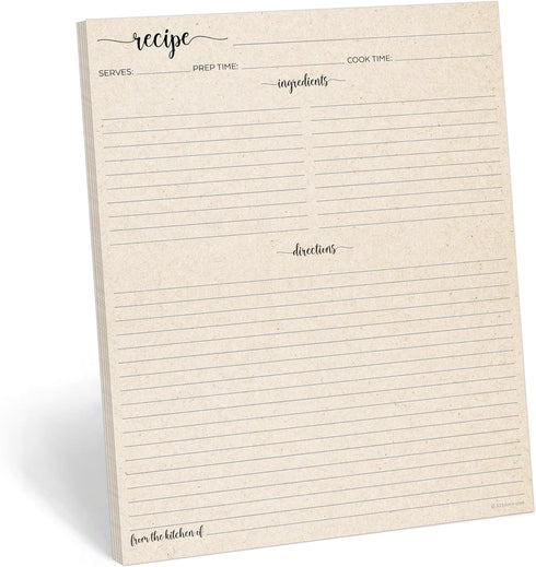 321Done Recipe Paper, Made in USA - 8.5x11 Tan, Full Page Blank Recipe Paper to Write in Your Own Recipes, Minimalist Letter Size Refill Pages for...