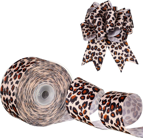 Chuangdi Leopard Print Ribbon 1.5 Inch 20 Yards Cheetah Print Ribbon Grosgrain Christmas Animal Leopard Craft for Hair Bows Headbands Making and C...